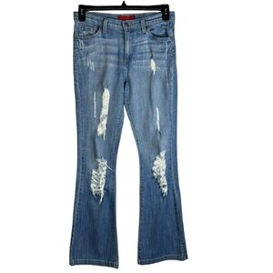 GJG Denim Factory Distressed Flare Leg Jeans Junior Size 9